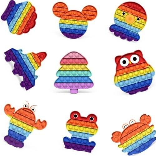 Push Bubble Fidget Toys Adult Stress Relief Sensory Toy Antistress Fidgets Ice Cream Board Soft Squishy Bubble Anti-Stress Game