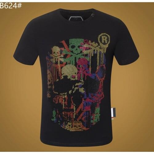 Italy Brand Men T-shirt Skull Fashion Round Neck Short-Sleeved Sports Tops T-shirt Cotton High Quality Streetwear Manga corta