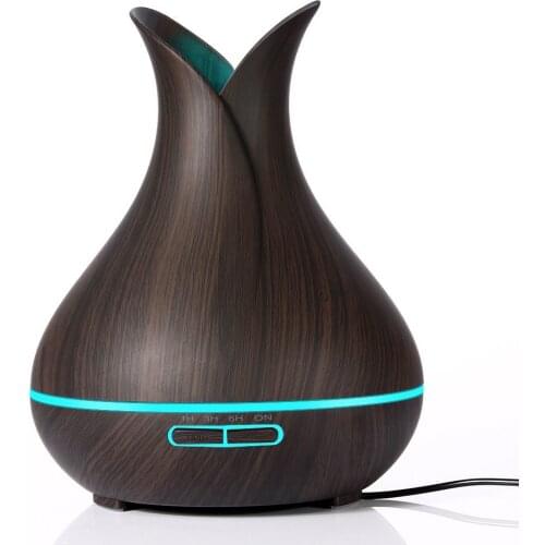 JOYLIVE Humidifier Diffuser Incense Burner Vase Petal Flavoring Smart Aroma Wood Grain Aromatherapy Machine 400ml