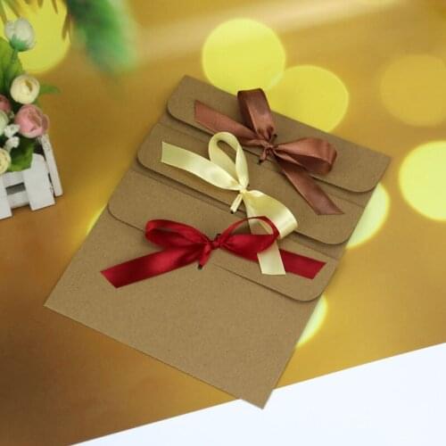 10psc/lot kraft paper envelope Greeting card message premium gift envelope bag multicolor bow red envelope letter paper bag