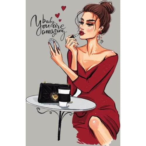 Beautiful Woman Iron-On Transfers For Clothing Heat Transfer Appliqued Diy Tops Vinyl Fashion Iron On Patches