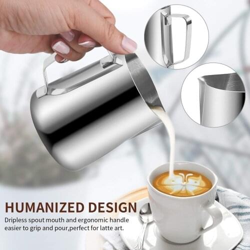350/600ml Stainless Steel Milk Frothing Pitcher Espresso Coffee Barista Handle Craft Latte Cappuccino Coffee Milk Mugs Cup Pots