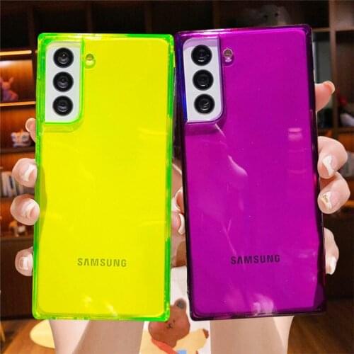 Square Transparent Phone Case For Samsung A52 A72 A51 A71 S21 S20 FE S10 S9 Plus Note 20 Ultra Clear Soft Shockproof Back Cover