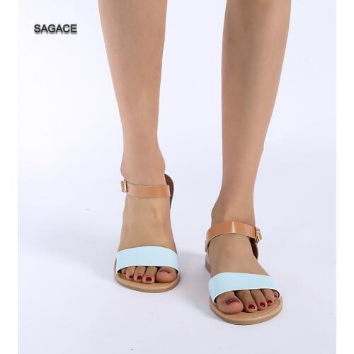SAGACE Summer Womens Roma Flat Mixed Color Peep Toe Sandals Casual Shoes Female Sandalias Mujer 2020 Ladies Beach Sandals