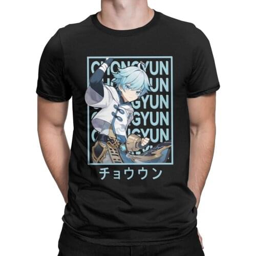 Men Chongyun Genshin Impact Anime Game T Shirts Pure Cotton Clothes Crazy Short Sleeve Round Neck Tee Shirt Gift Idea T-Shirts