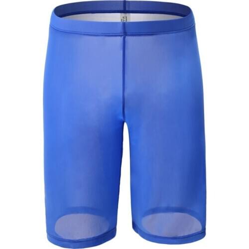 Men Ultra-Thin Soft Transparent Boxer Sexy Half-length Solid Man Shorts U Convex Pouch Perspectiva Gay Cueca Homme Smooth Boxer