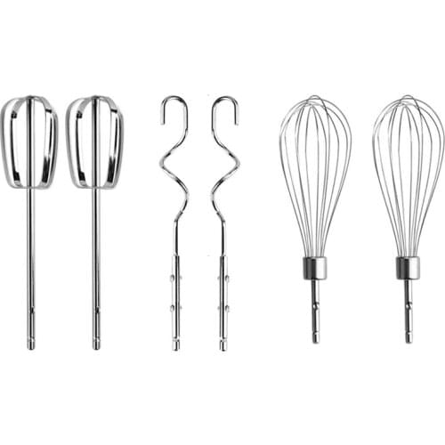Stainless Steel Hand Mixer Accessories Set of 6 for Kitchen Baking (2 Wired Beaters,2 Whisks and 2 Dough Hooks)