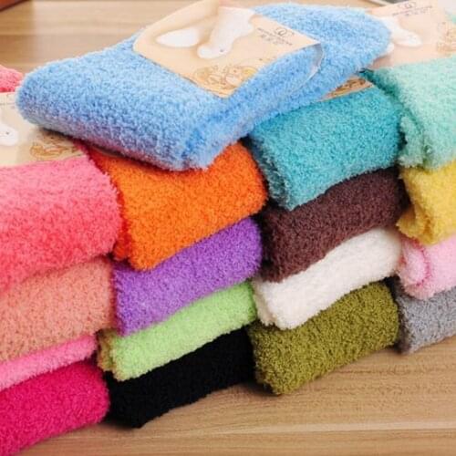 Candy Color Socks Warm Socks Plush Socks Female Coral Fleece Socks Floor Socks Womens Socks Woman Sox Girls Socks Color Socks