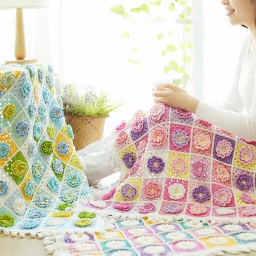 Handmade patterned blanket swaddling hand-made baby wool crochet knitting medium and coarse cotton baby