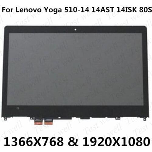 Original for Lenovo Yoga 510-14 14AST 14ISK 80S yoga 510-14ikb Touch Screen Digitizer LCD Assembly Panel HD OR FHD 1920*1080
