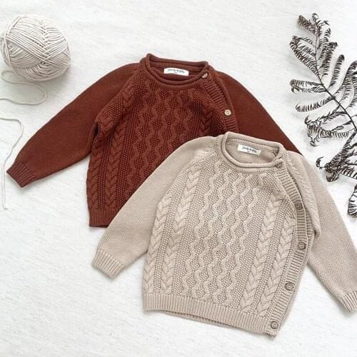 Autumn Winter Baby Kids Boys Girls Pullover Sweaters Childrens Clothes Baby Kids Boys Girls Long Sleeve Pure Color Knit Sweater