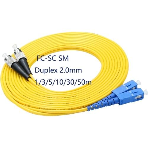 Fiber Optic Cable Fiber 3.0mm 9/125 SM Duplex FC/UPC to SC/UPC Fiber Optic Patch Cord Jumper Cable