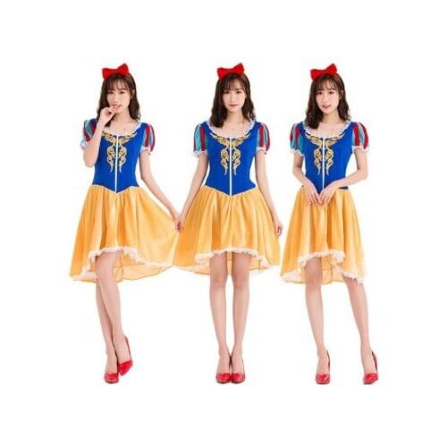Adult Snow White Cosplay costumes Halloween Women Fantasia Cartoon Princess Snow White Dress Fairy tale Costume
