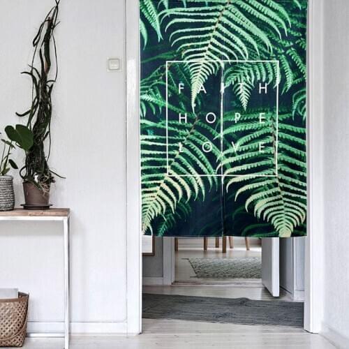 Cartoon Animals Green Plants Door Curtain Linen Tapestry Study Bedroom Home Decor Kitchen Curtains Customizable/85x120cm/85x90cm