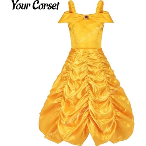 Yellow Princess Dress fro Girls Dresses Princess Costume Dress up Cosplay Kids Party Clothing Costume for Children