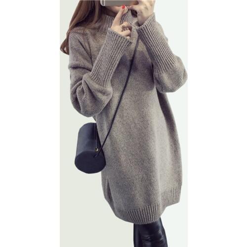 2018 Autumn whinter Solid Color Turtleneck Women Warm knitting Sweater Casual Loose Long Sleeve Pullover Female Shirt Top QH0618