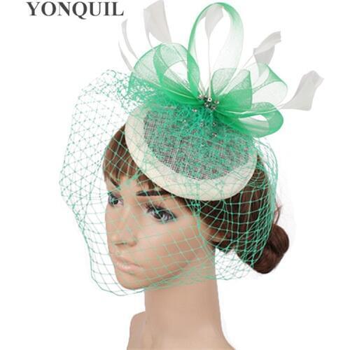 Women Elegant Ladies Wedding Millinery Fascinators Accessories Feathers Chapeau Caps Hair Clips Party Tea Mesh Married Headwear