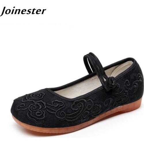 Pure Color Embroidered Women Flats Ankle Strap Mary Jane Ladies Spring Shoes Vintage Ballet Shoe for Girls 2021 Summer Sandals