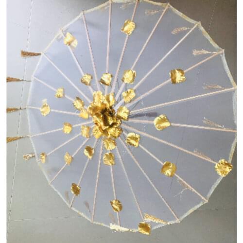 Golden Fairyland Tassel Ancieåt Costume Hanfu Cos Bead Curtain Ribbon Shooting Props Umbrella paraguas mujer parasol umbrella