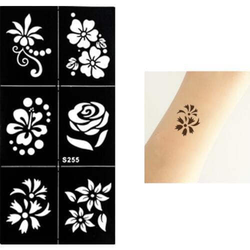 1 PC Waterproof Temporary Henna Small Rose Flowers Stencil Tattoo Design for Men Women Makeup Tool Tip Body Arm Art Sticker S255