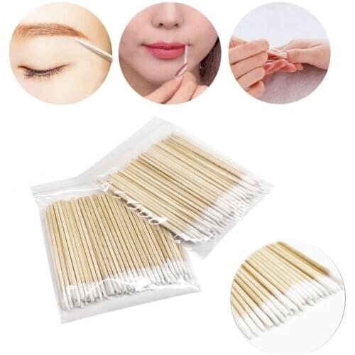 100pcs Disposable Tipped Hygienic Eyelash Extension Remover Nail Polish Clean Cotton Bud Swabs Applicator Microbrush makeup tool