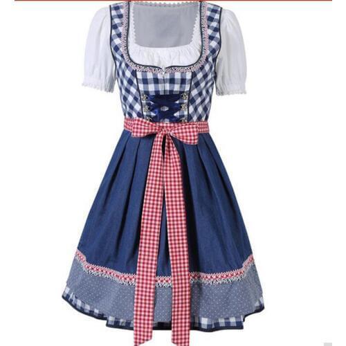 2XLGERMAN BEER GIRL COSTUME Fraulein Dirndl Oktoberfest Halloweeen Outfit Bavarian Wench Dress