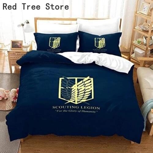 Anime 3D Print Attack On Titan Comforter Bedding Set King Queen Size Duvet Cover Set Pillowcase Adult Kids Bedclothes Bed Linens
