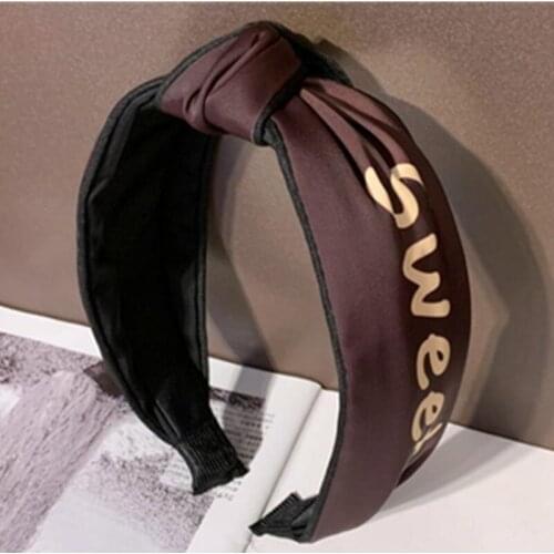 Women Letters Head Band Coffee Letters Headband Women High Quality Solid Fabric Hairband Knot Adults Hair Accessories Headband