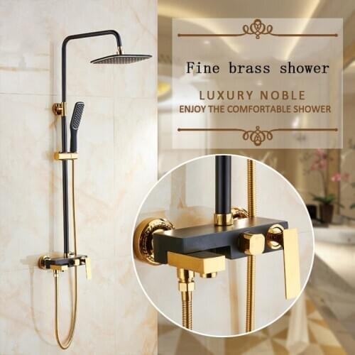 Shower Set Bathroom Faucet Shower System Handheld Shower Head Brass Shower Black Gold Booster Nozzle Wall-mounted Bath Tap
