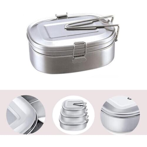 Double Layers Bento Lunch Box Student Stainless Steel Food Storage Container