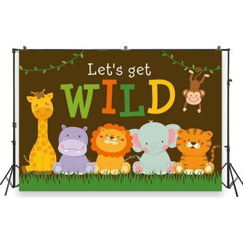 HUAYI Photo Background Newborns Baby Shower Birthday Photography Backdrops Jungle Wild Animals Studio Photo Backdrop XT-7472