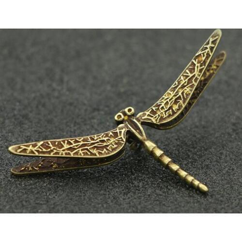 Chinese Copper Art Dragonfly Porch Arrangement Fashion Creative Home Desk Decoration Gift Animal Statues