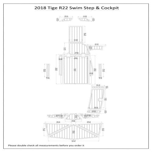 2018 Tige R22 Swim Step & Cockpit Pad Boat EVA Teak Decking 1/4" 6mm