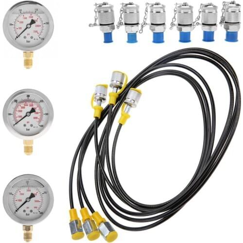 Excavator Hydraulic Pressure Test Kit w/ Testing Point Coupling and Gauge Portable Hydraulic pressure guage set New Arrival