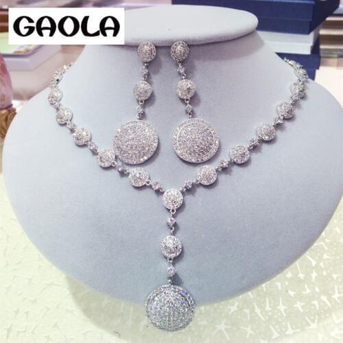 GAOLA 2016 Hot Sale Charm Jewelry AAA Cubic Zirconia Jewelry Set for Woman GLN0245/GLE5386