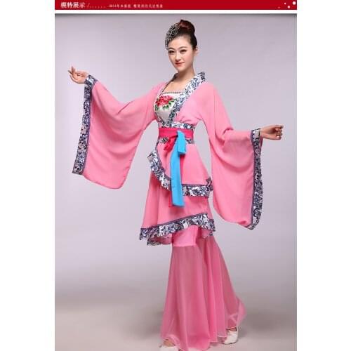 Wu Die Pink Dance Costume Classical Folk Dance Modern Dance Fan and Umbrella Dance Costume