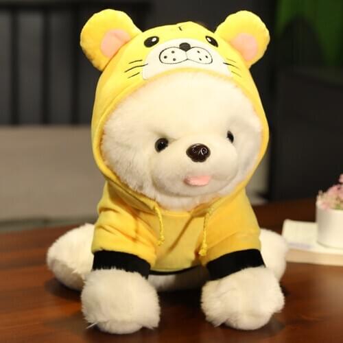 25/35CM Cute Dressing Pomeranian Dog Doll Soft Dog Plush Toy Animal Stuffed Child Girlfriend Birthday Gift
