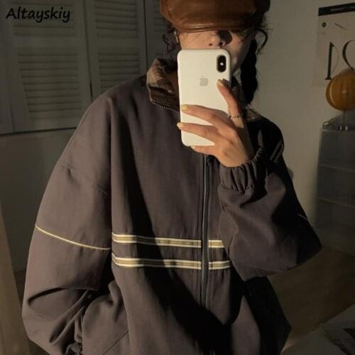 Jackets Women Oversized Japanese Style Streetwear Unisex Long Sleeve Couple Turn-down Collar Spring Autumn Safari Style Retro