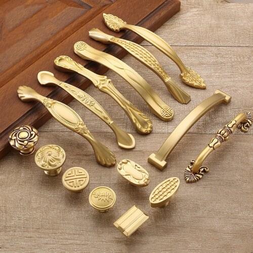 Brass Handles Drawer Cabinet Furniture Kitchen Handles for Cabinet Knob Door Drawer Furniture Kitchen Golden Simplicity Hardware