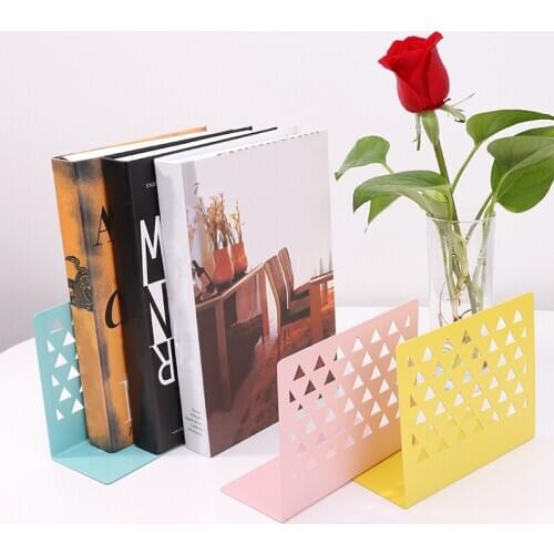 1pcs Metal Hollow Book Stand Library Bookends Supports Office School Supplies GDeals