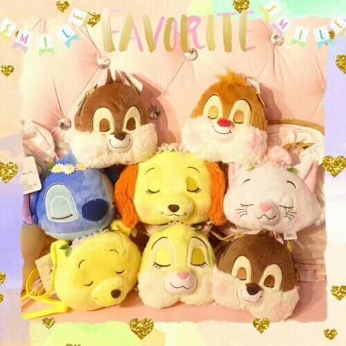 Cute Winnie Stitch Plush Backpacks disney Small Purse Child Coin Bag body bag Change card package