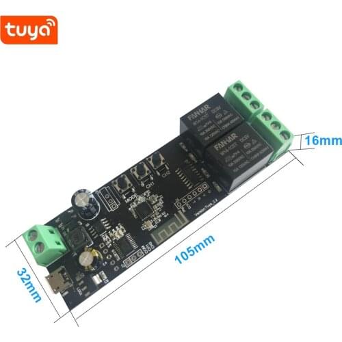 Tuya WiFi Switch Module 2CH Wireless Relay Smart life APP Remote Control Smart Timer for Smart Home with Alexa Google home