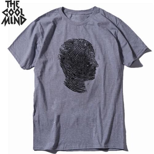 COOLMIND 100% cotton short sleeve funny creative print men T shirt loose cool men T shirt o-neck summer t-shirt men tee shirts