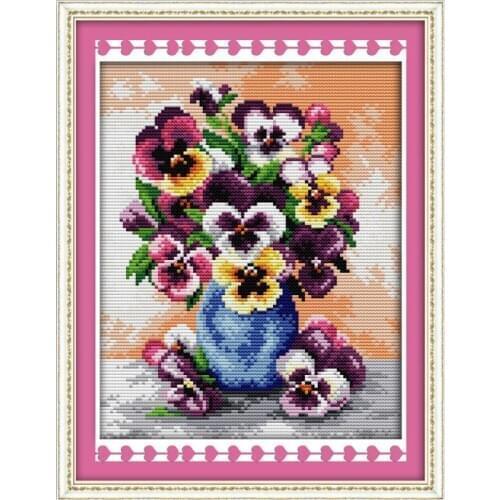 Joy Sunday Orchid Patterns Handmade Cross Stitch Sets DMC 14CT Cross Stitch Printed Canvas Kits Embroidery Set Home Decor Gift