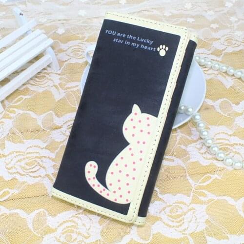 Fashion women wallet cards ID holders PU leather lady handbags coin purse Long clutch cat wallet billfold purses