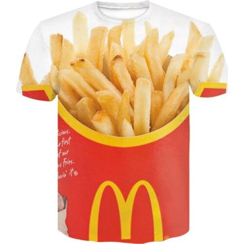 2021 new French Fries Boy girl tshirt 3D Printed summer harajuku T shirt Casual O-neck T-shirt Funny design Short sleeve tops
