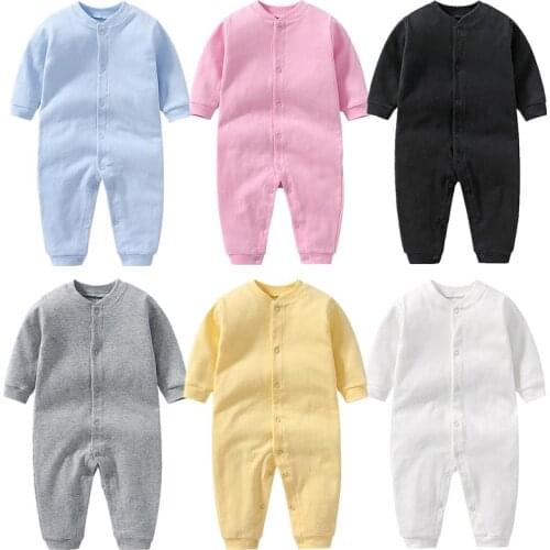 2021 New Arrival Baby Rompers For Girls Spring Unisex Clothes For Boys Autumn Solid Color O-neck Clothing Cotton 0-24m Infants
