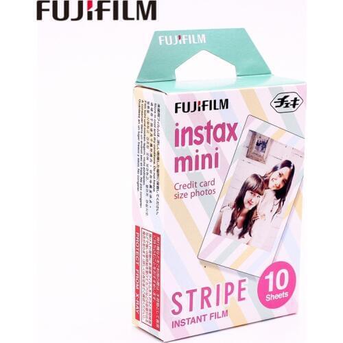 Original Fujifilm 10 sheets Instax Mini STRIPE Instant Film photo paper for Instax Mini 8 7s 25 50s 90 9 SP-1 SP-2 Camera