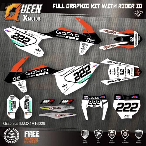 QUEEN X MOTOR Custom Team Graphics Decals 3M Stickers Kit For KTM 2016 2017 2018 SX SXF , 2017 2018 2019 EXC XC-W EXC-F 029