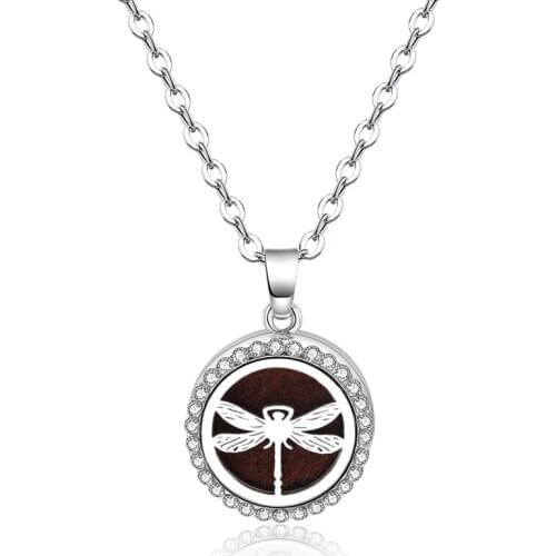 Exquisite Aroma Diffuser Metal Dragonfly Necklace Stainless Steel Pendant Perfume Lockets Essential Oil Aromatherapy Necklace